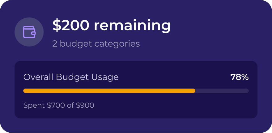 Budget summary card