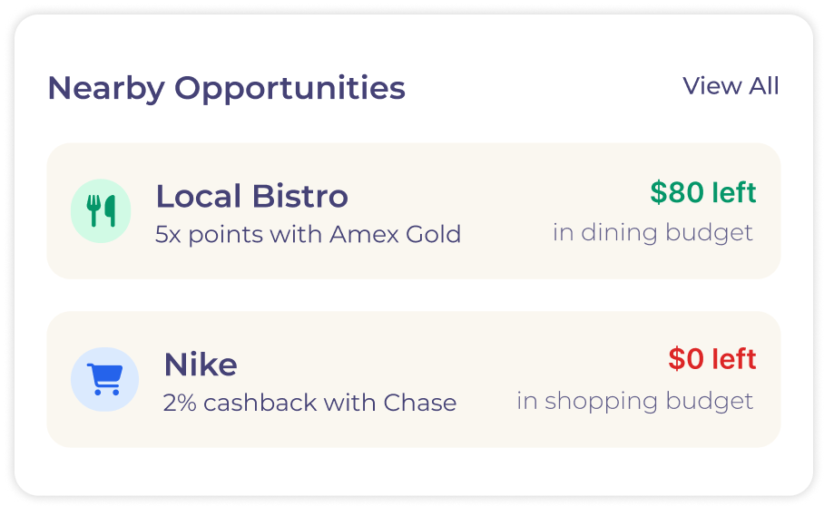 Nearby opportunity card